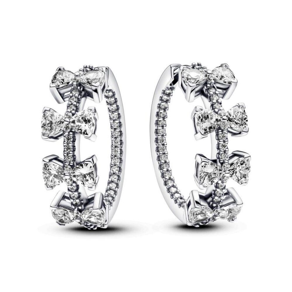 Pandora Timeless Sparkling Bow Row Hoop Earrings